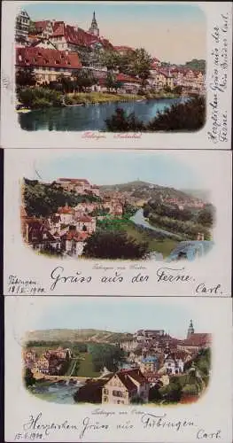 167085 3 AK Tübingen Neckarbad 1900 Panorama