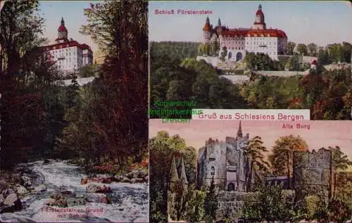 167090 AK Schlesien Schloss Fürstenstein Alte Burg um 1920