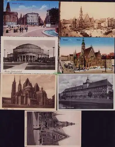 167112 7 AK Breslau Rathaus 1916 Königsplatz Universität 1940 Jahrhunderthalle D