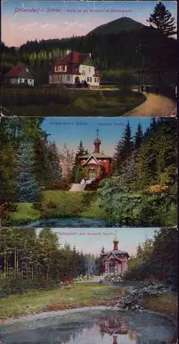 167109 3 AK Görbersdorf Schlesien Försterei Büttnergrund 1921 Russische Kapelle