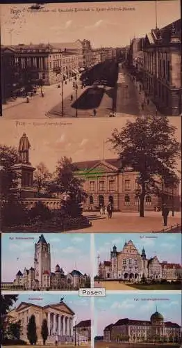 167045 3 AK Posen Poznan Bibliothek Museum 1912 Theater Akademie Residenzschloß