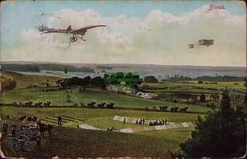 166240 AK Schwerin 1914 Biwak Soldaten 1. WK Flugzeug Taube
