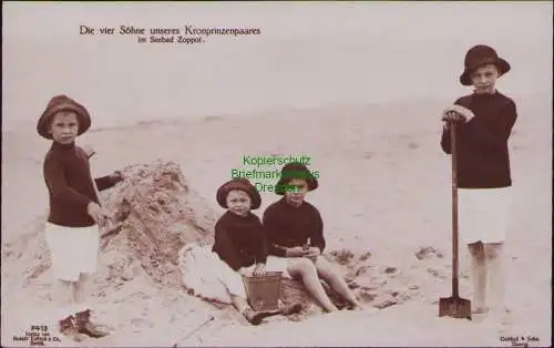 166211 AK Die vier Söhne unseres Kronprinzenpaares im Seebad Zoppot Verlag