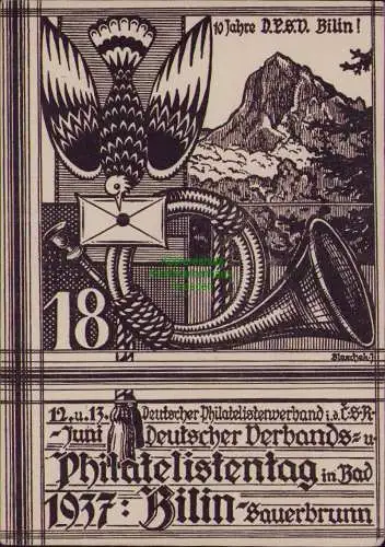 167069 AK Bilin Sauerbrunn Bilina 1937 Philatelistentag