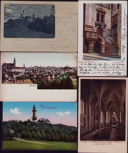 167064 5 AK Görlitz Panorama um 1900 Landeskrone Restaurant 1898 Weinberghaus