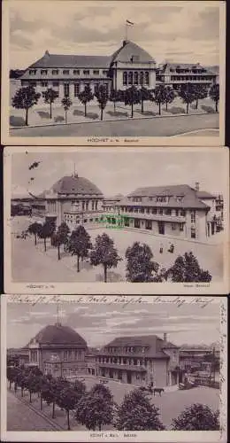 166280 3 AK Höchst am Main Bahnhof 1914 Neuer Bahnhof 1916
