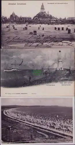 167094 3 AK Ostseebad Swinemünde Strandbad Konversationshaus 1904 Hafeneinfahrt