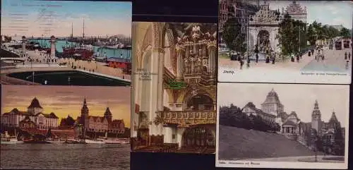 167032 4 AK Stettin Hafen Hakenterasse 1915 Jakobikirche Orgelchor 1920 Berliner