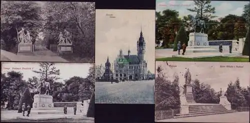 166235 5 AK Dessau 1913 Schloss Kühnau Denkmal Friedrich Rathaus Kaiser Wilhelm
