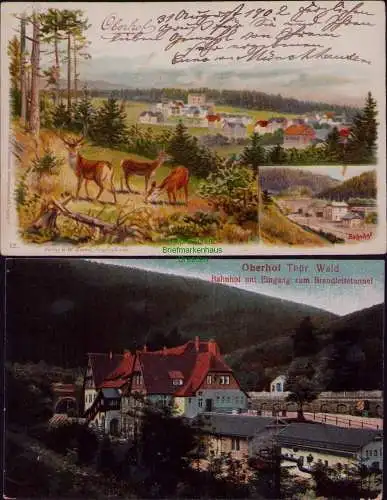 166260 2 AK Oberhof Litho Bahnhof 1902 Eingang zum Brandleitetunnel