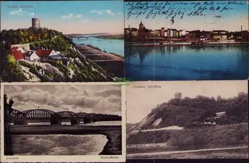 167033 4 AK Graudenz Weichselseite 1915 Schloßberg Weichselbrücke 1940