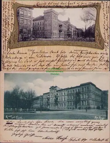 166186 2 AK Tilsit Ostpreußen Am Anger 1900 Angerpromenade 1902