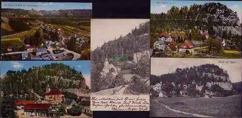167130 5 AK Oybin Blick auf Scharfenstein Kirche Panorama 1908 1902 nach Lodz