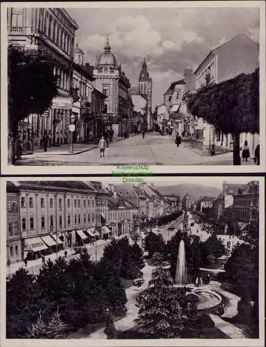 167151 2 AK Kosice Großkositz Hauptgasse Mühlengasse um 1940