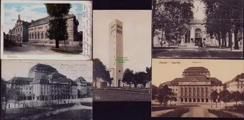 167139 5 AK Dresden Albertinum 1905 Schauspielhaus 1921 Der sprechende Turm