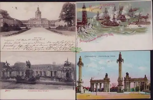 167118 4 AK Litho Berliner Gewerbe Ausstellung 1896 Marine Schauspiele Charlotte