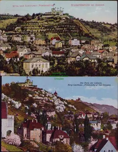 167125 2 AK Niederlössnitz bei Dresden Hotel Restaurant Friedensburg 1908 1923
