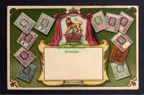 129746 AK Philatelie Postkarte Fiji Fidschi Inseln  Wappen geprägt um 1905
