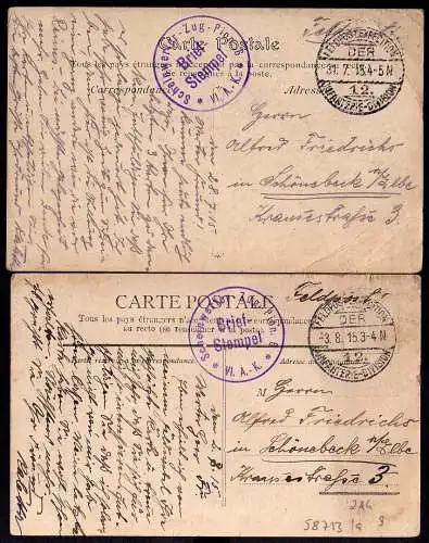 58713 2 AK Tunis 1915 Feldpost  1x Eckknicke