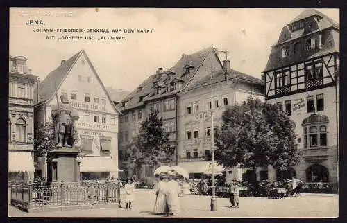 58748 AK Jena Johann Friedrich Denkmal a. d. Markt 1908