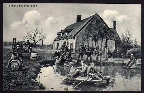 58751 AK In Ruhe bei Moorslede Dorfteich Soldaten um 1915