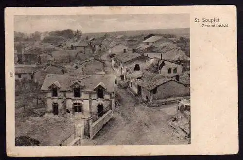 58888 AK St. Souplet Ruinen im Dorf Feldpost 1916