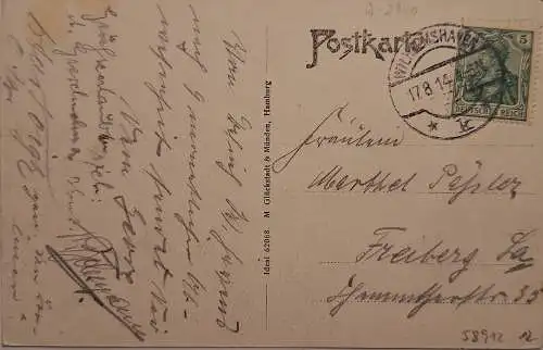 58912 AK Wilhelmshaven 1914 Hulk Leipzig Schiff