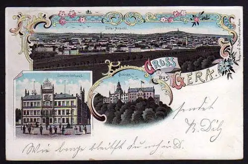 58917 AK Gera Schloß Gewebehaus 1898 Litho