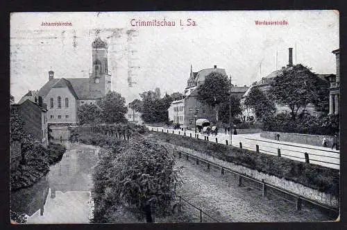 58923 AK Crimmitschau i.Sa. 1921 Werdauerstraße Kirche