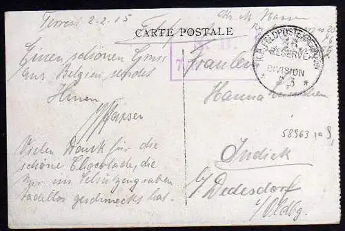58963 AK Furnes Markt 1915 Feldpost Reserve Division