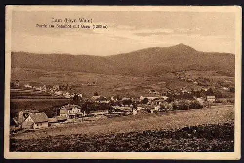 59157 AK Lam bayr. Wald Partie am Bahnhof mit Osser 1930