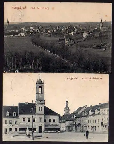 59267 2 AK Königsbrück Markt Ratskeller 1913 Blick vom Auberg