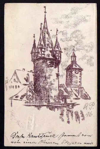 59317 AK Künstlerkarte Frankfurt Oder 1916 Handdruck