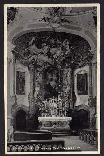 59328 AK Scheppach bei Burgau Kath. Pfarrkirche 1936 Landpoststempel