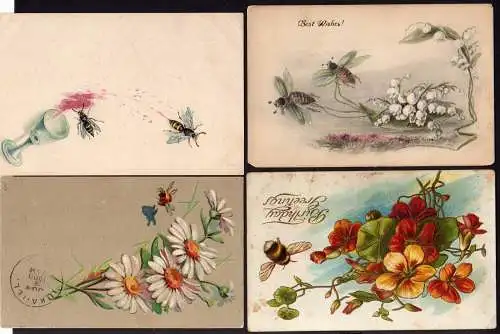 59409 4 AK Bienen Bes Wishes Birthday Greetings 1908 1912