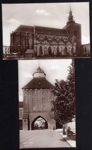 59434 2 AK Stolp Pommern Neues Tor Marienkirche um 1920