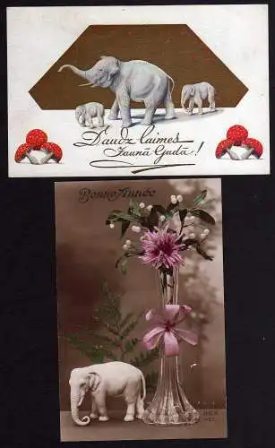 59438 2 AK Bonne Annee Elefant Jauna Gada Elefanten 1914