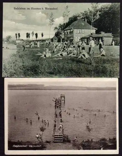 59465 2 AK Horstsee Wermsdorf Badeleben Freibad 1929