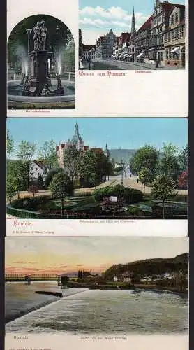 59484 3 AK Hameln Weserbrücke um 1900 Osterstraße Gertrudenbrunnen Bahnhofsplatz