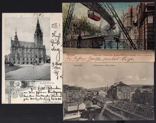 59500 3 AK Elberfeld 1900 Schwebebahn Stadttheater Vohwinkel Brausenwerth