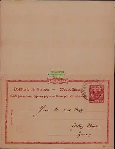 163288 DSW Deutsch Südwestafrika Vorläufer Ganzsache Antwort Okahandja 1897
