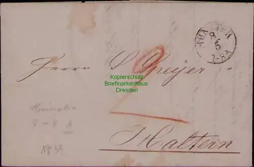 B22045 Faltbriefhülle mit Inhalt Münster 1839 nach Haltern