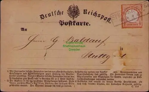 B22042 Postkarte DR Deutsches Reich 14 Sprockhoevel nach Stuttgart 1872