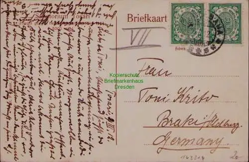 163314 AK Sanatorium Tosari Java Niederländisch Indien 1912 nach Brake Oldenburg