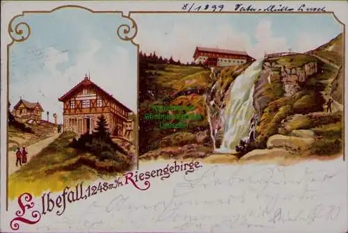 163204 AK Litho Elbefall Riesengebirge 1899 Krausebauden bei Spindlermühle