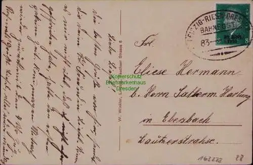 163228 AK Mehltheuer Hirschstein bei Riesa 1930 Kirche Schule Geschäftshaus Bahr