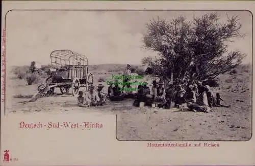 163279 AK DSW Deutsch Südwestafrika Hottentottenfamilie auf Reisen um 1900