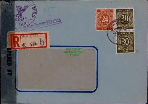 B22068 Brief Zensur BAZ U.S. Civil Censorship Stuttgart München Einschreiben 194