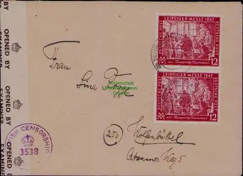 B22070 Brief Zensur BAZ British Censorship Germany 1948 Schöningen Braunschweig