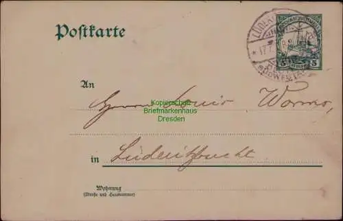 163293 DSW Deutsch Südwestafrika Ganzsache Ortsverkehr Lüderitzbucht 1908